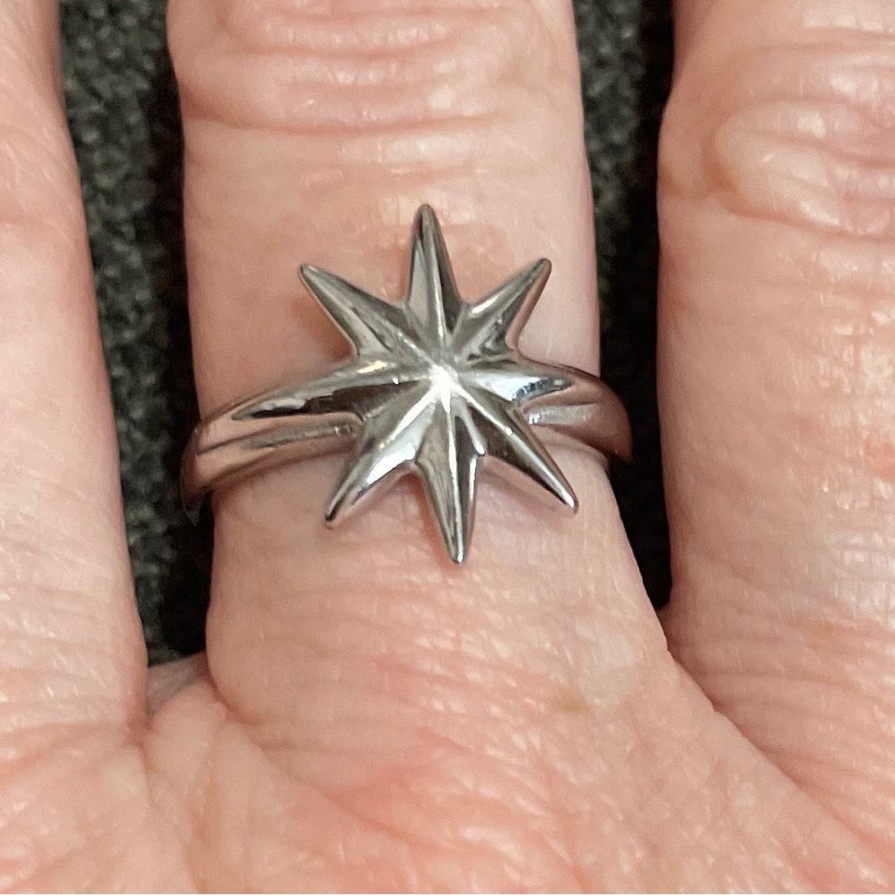 EDDIE BORGO Starburst Silver Ring, Sz 6.